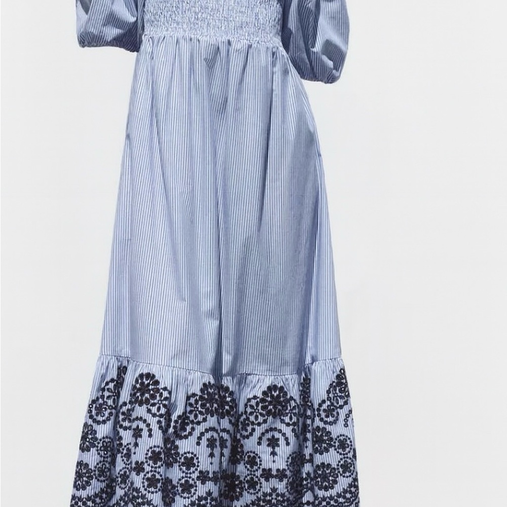 Blue and Black Woman’s Dress